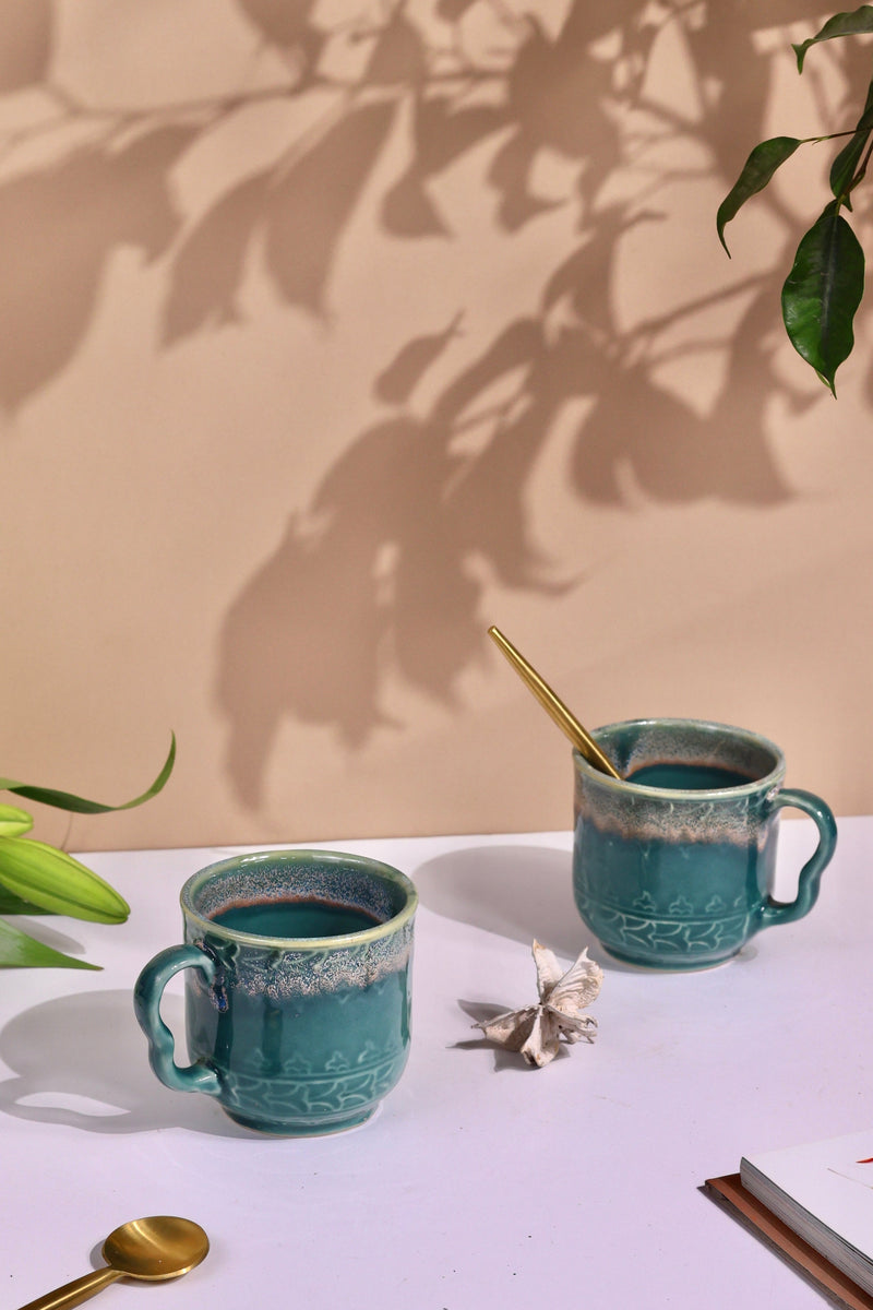 Trellis Small Embossed Studio Pottery Mug Collection