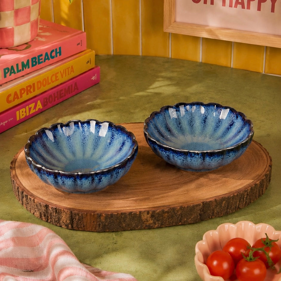 Vera Blue Scalloped Mini Tapas Bowls - Set of 2