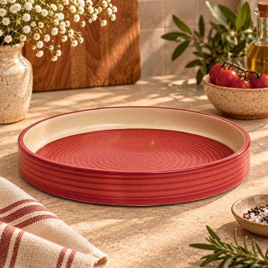 Red Spiral Deep Sided Platter or Tray