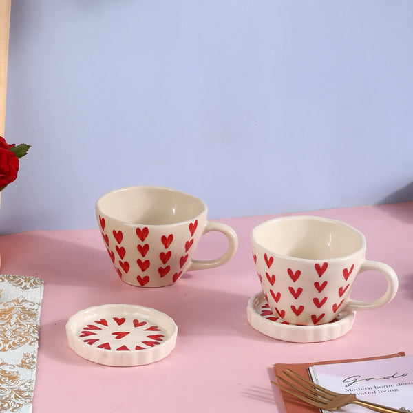 Beating Heart Duo Cup and Coaster Set - Pack of 2 each