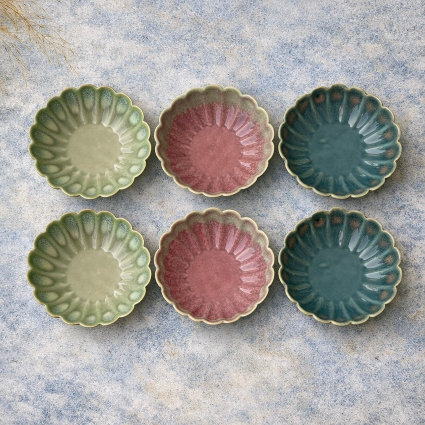 Aurora Bloom Scalloped Mini Bowls - Set of 6