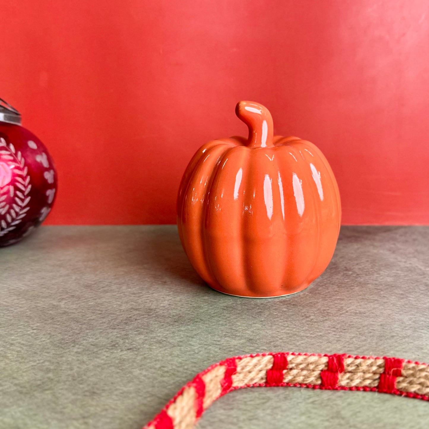 Orange Pumpkin Ceramic Decor