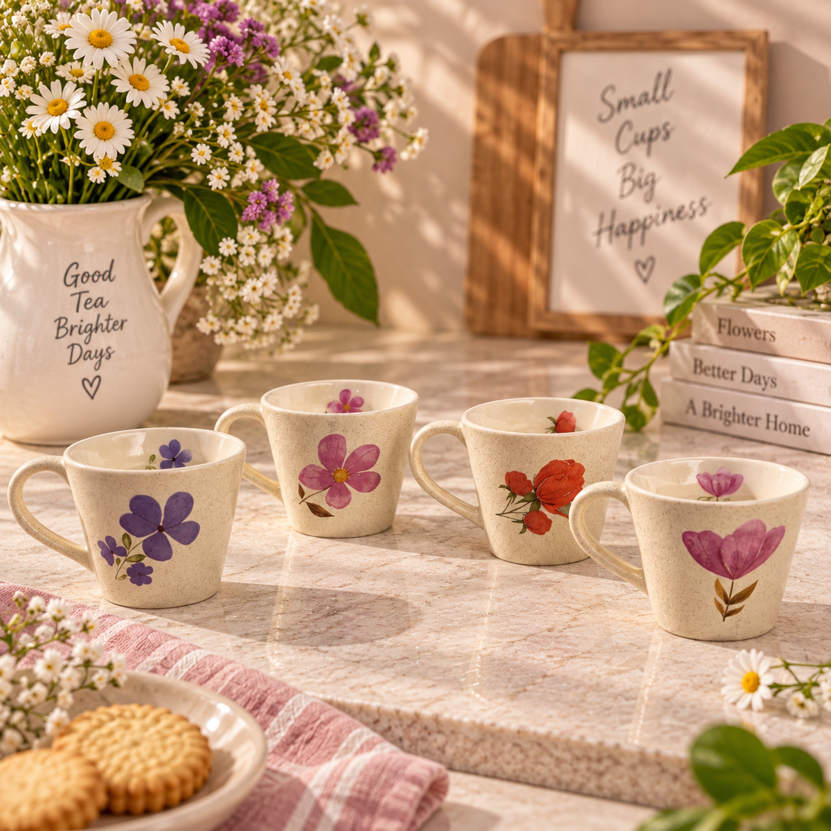 Garden Whispers Cups - Pack of 4
