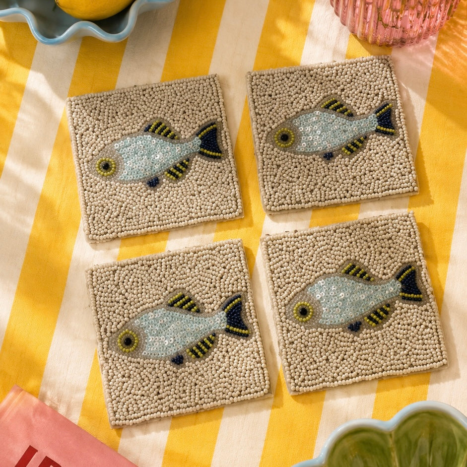 Set of 4 Handmade Beaded Coasters