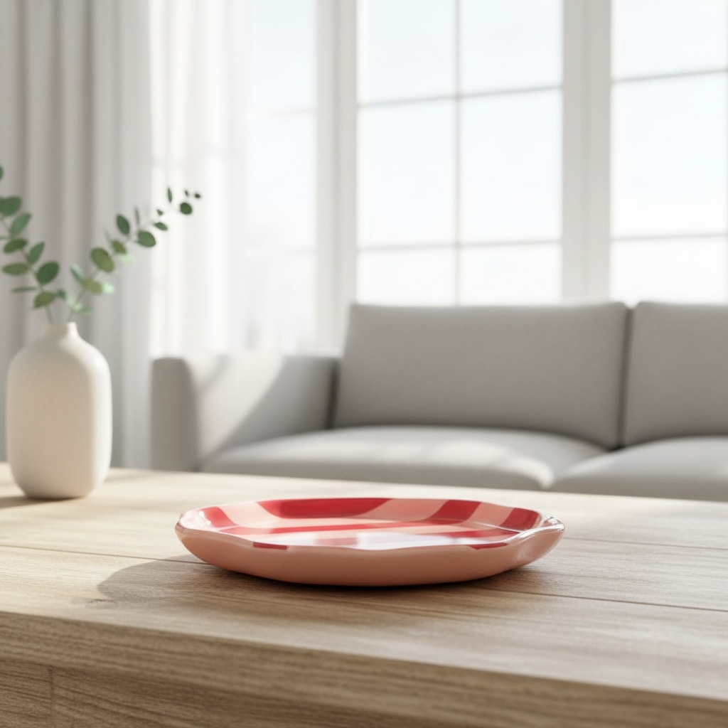 Pink and Red Zen Stripe Snack Plate - Pack of one