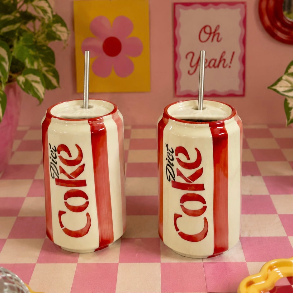 Can Diet Coke Sippers - with stainless steel straws