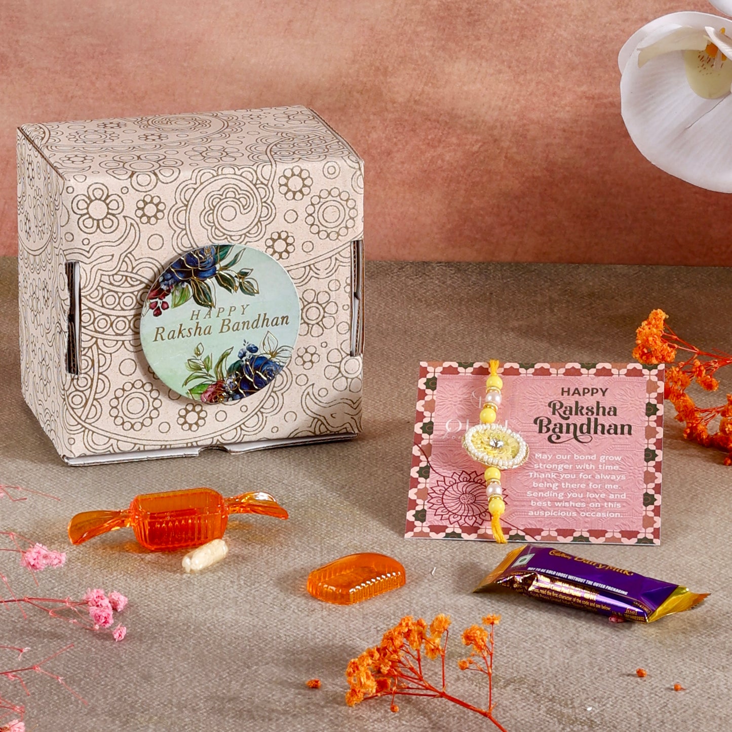 Mini Rakhi Gift Hamper - Celestial Charm for Brother