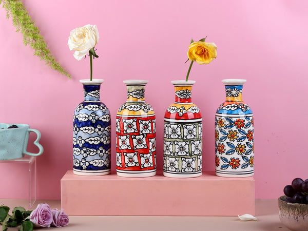 Set of 4 Handpainted Vases