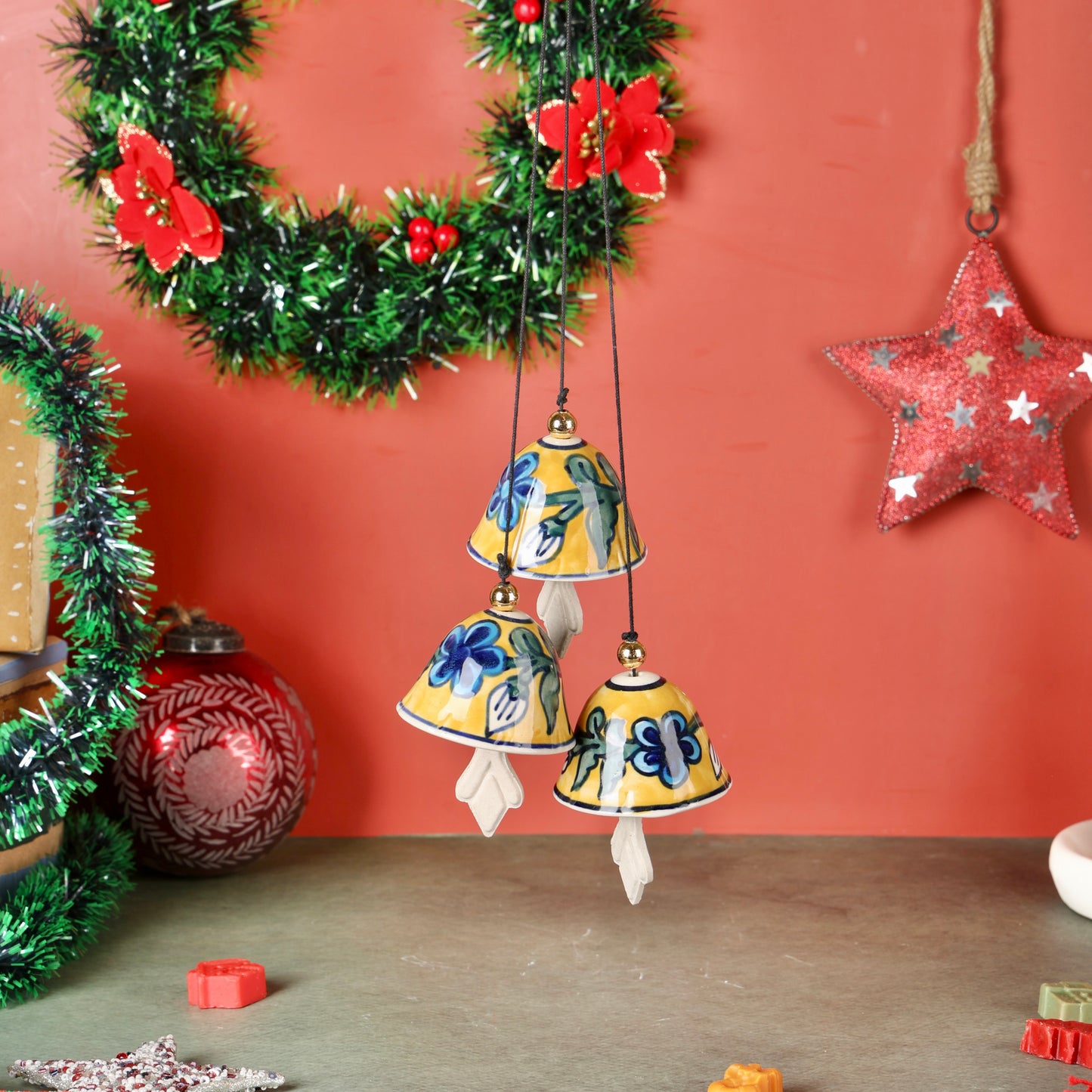 Christmas Tree Hanging Bell Ornament - Set of 2