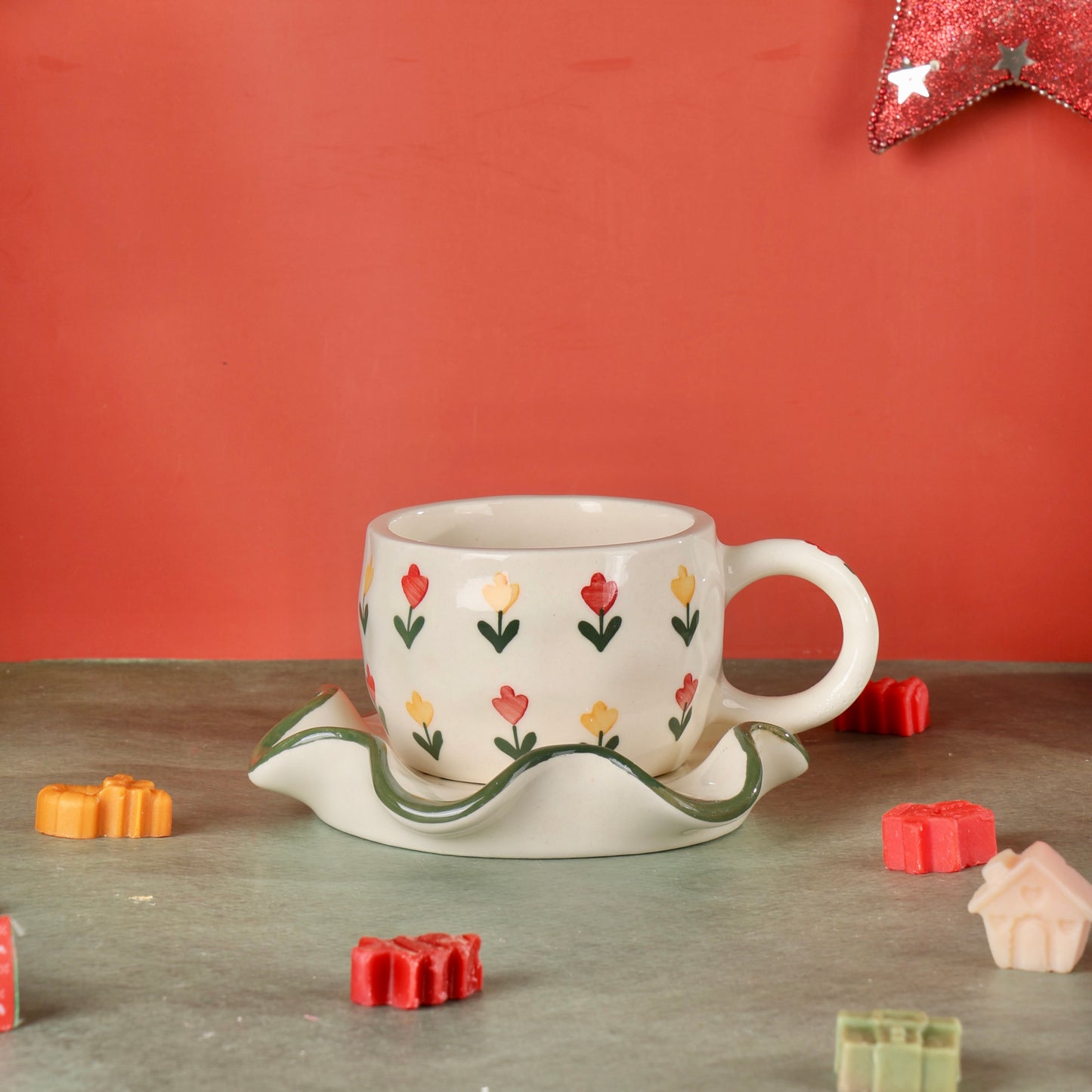 Tulip Blooming Garden Cup and Saucer - Pack of one