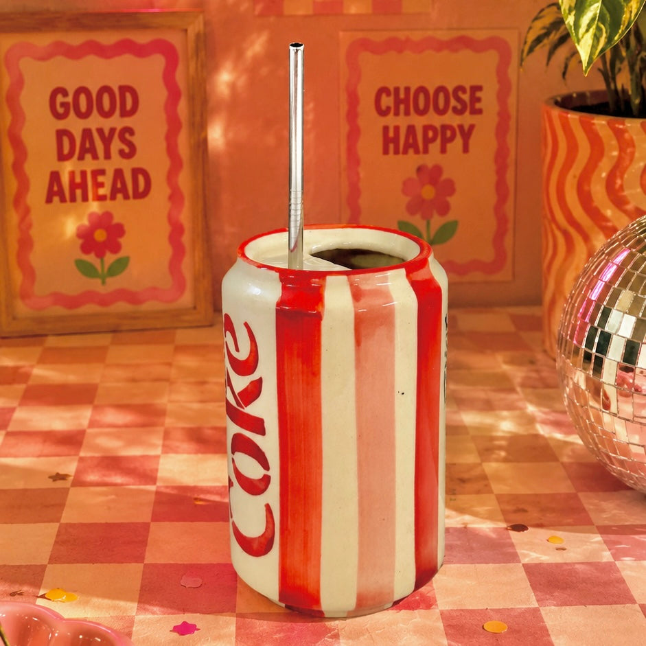 Can Diet Coke Sippers - with stainless steel straws