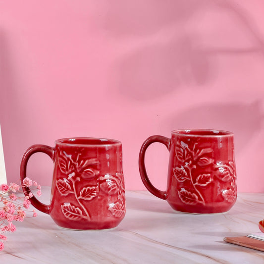 Red Hibiscus Mug - Set of 2