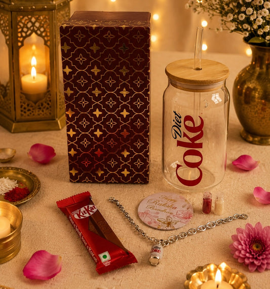 Rakhi Sipper Hamper with UV DTF Glass Sipper