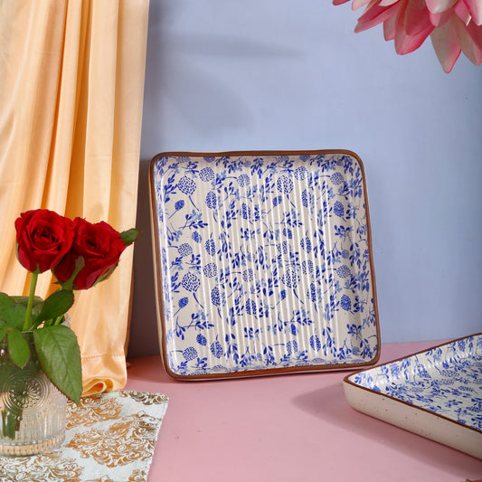 Indigo Phool Bagh Square Plates