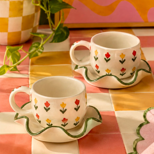 Tulip Blooming Garden Cup and Saucer