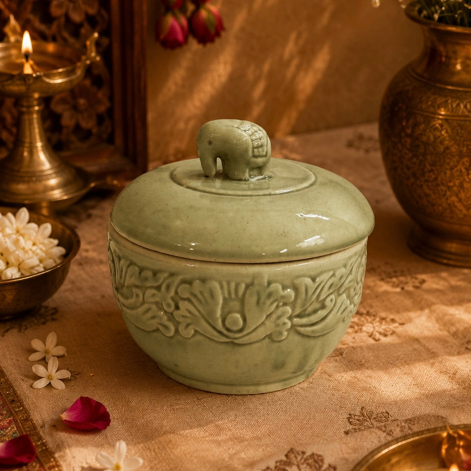 Green Elephant Jar