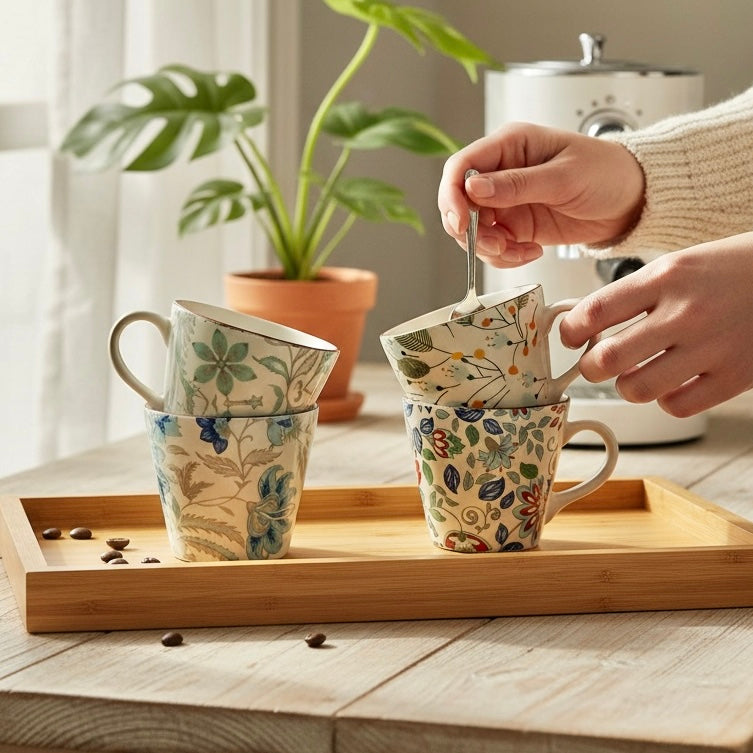 Printed Espresso Cups - Pack of 4