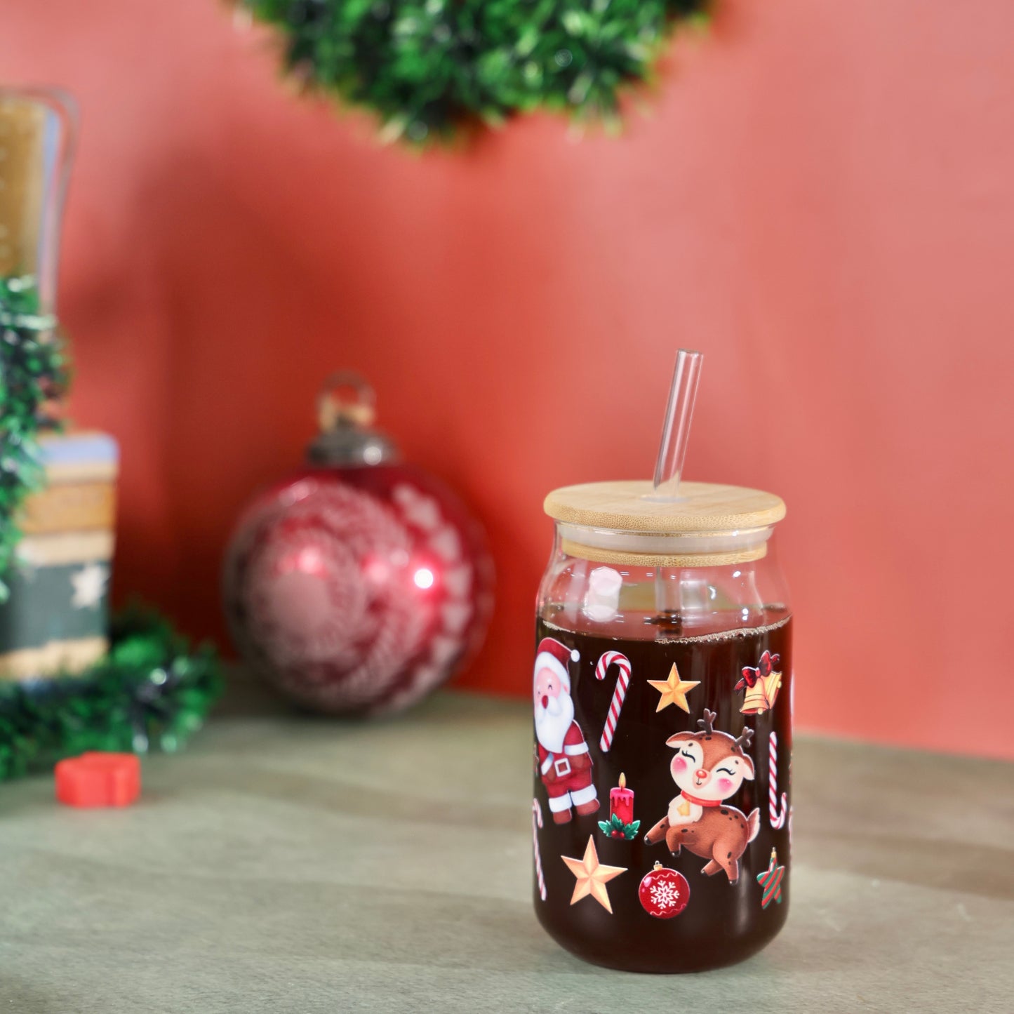 Dashing Through the Snow Christmas Sipper with UV DTF Sticker