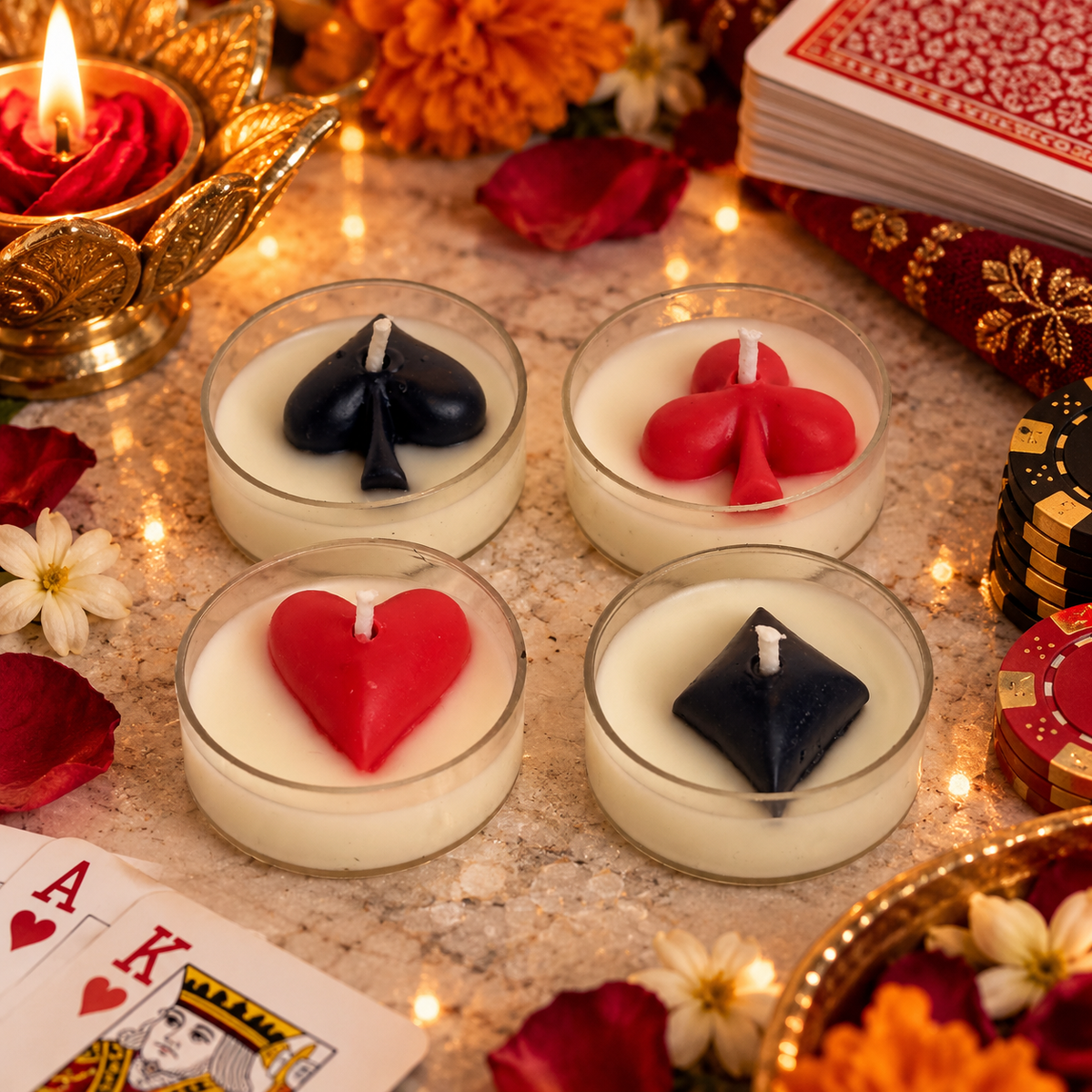 Rose Scented Taash soy wax tealight candles - Set of 4