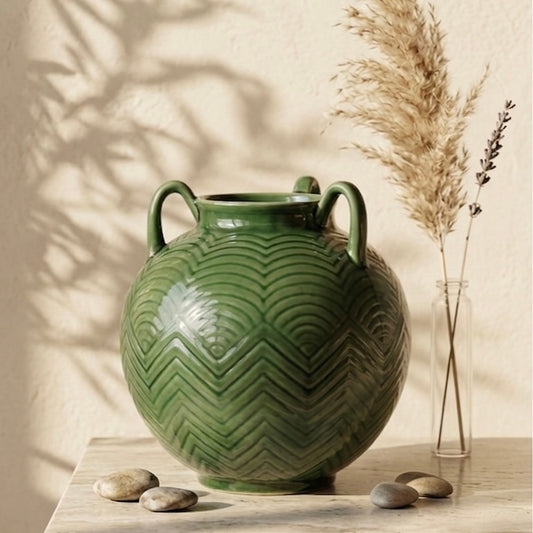 Rumana Green Sculptural Vase or Planter Large