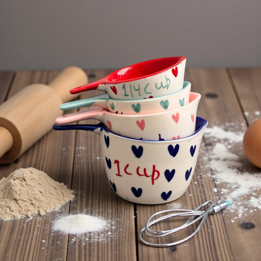 Handpainted Beating Heart Nestled Measuring Cup Set of 4 - Minor Imperfections