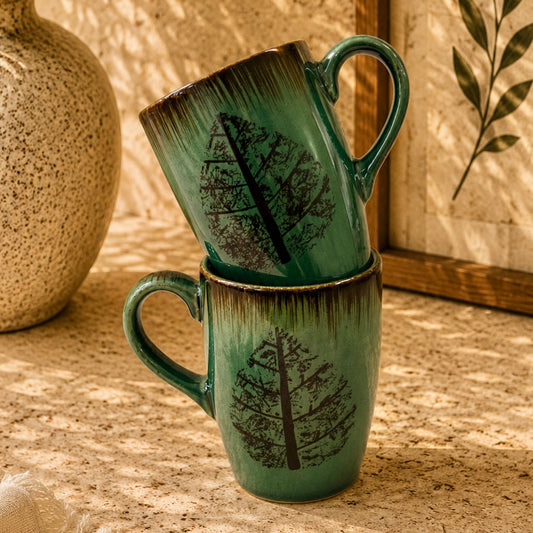 Handcrafted Rustic Fern Mug - Set of 2