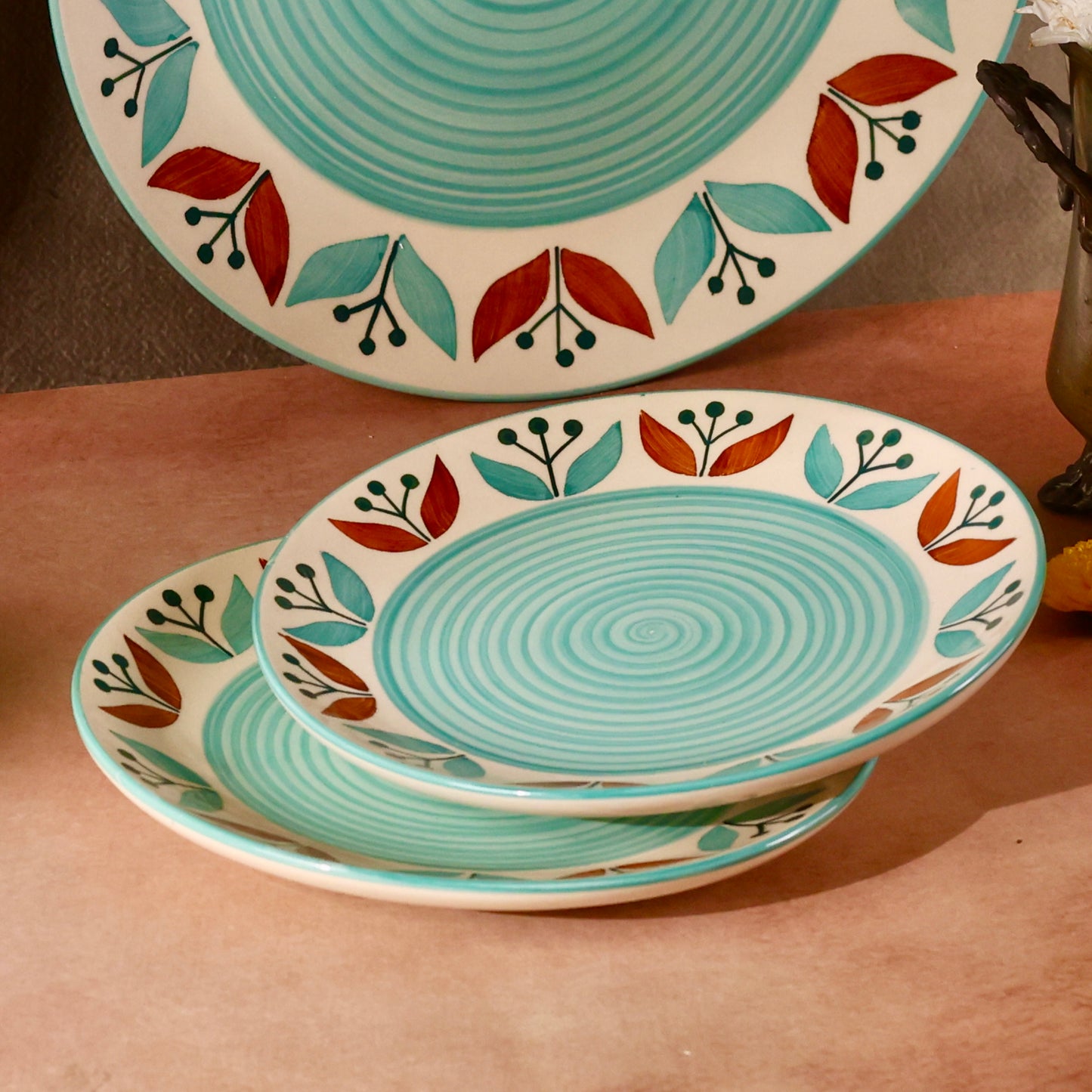 Mughal Garden Handpainted Dinner Set for 2 - 7 pieces