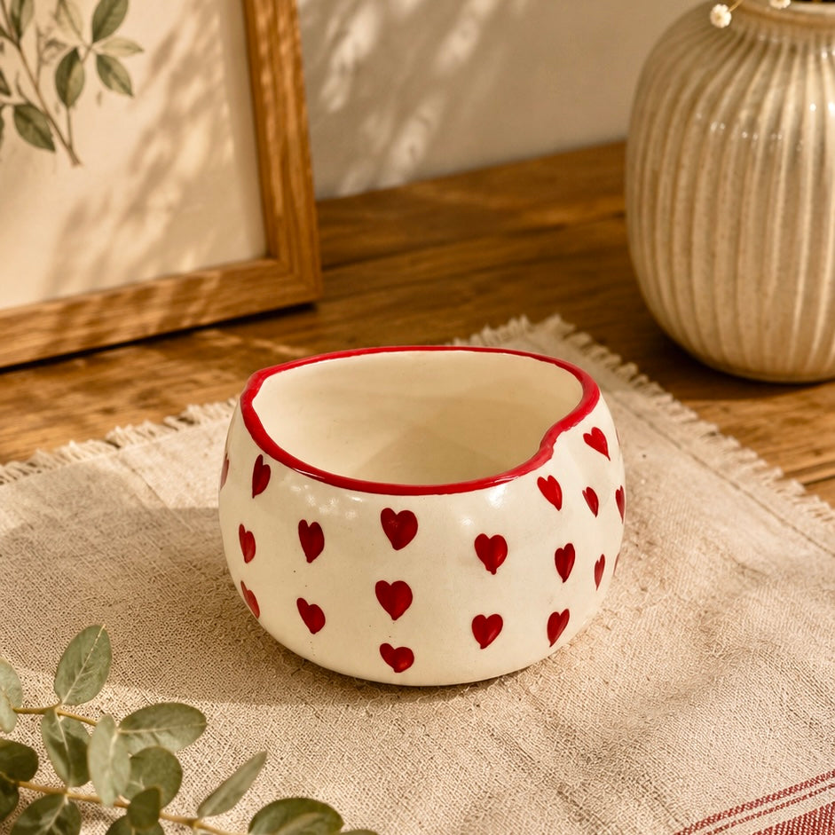 Handmade Red Eternal Heart Shaped Bowl - Pack of one