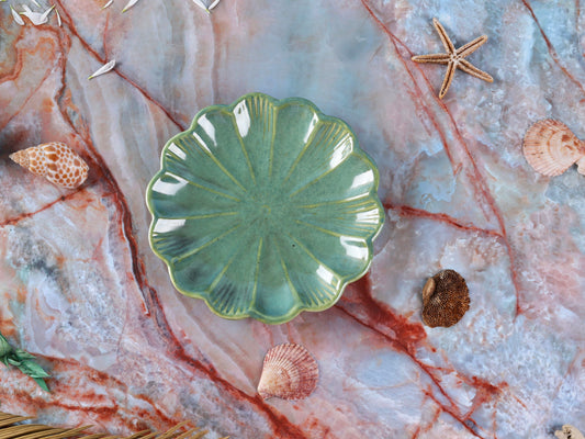 Vera Green Studio Pottery Scalloped Plate or Trinket Dish