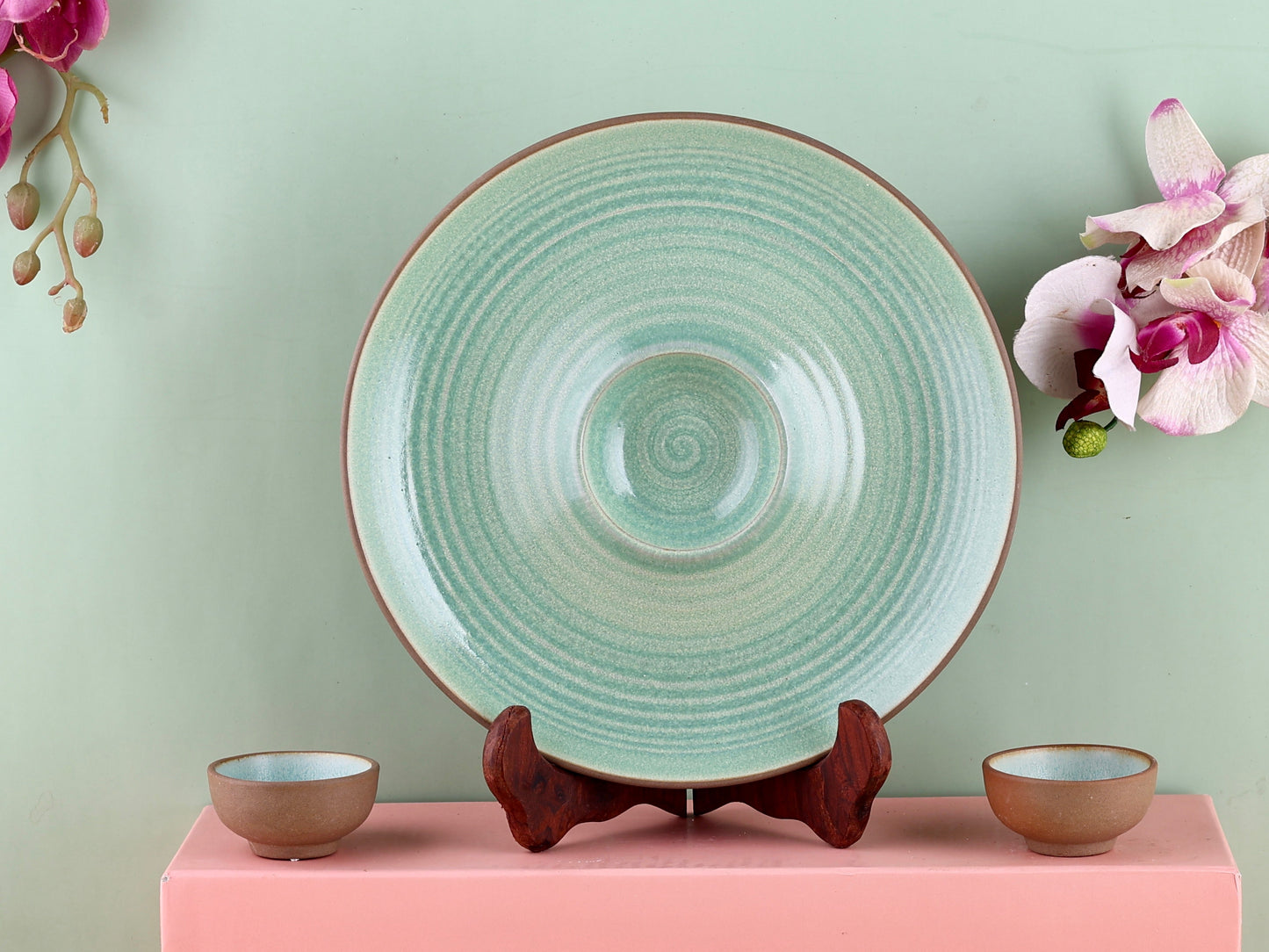 Studio Pottery Spiral Chip and Dip Platters