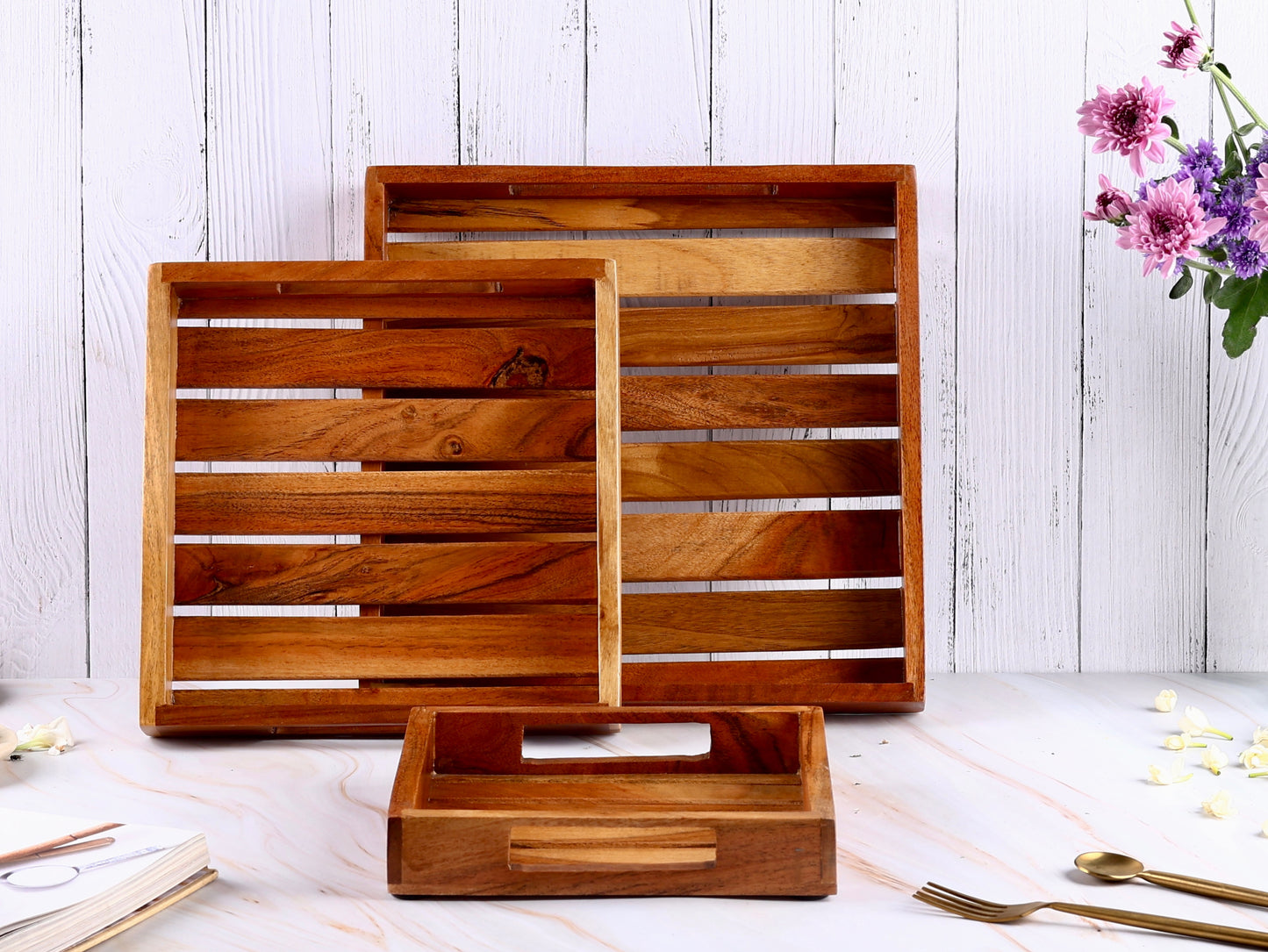 Set of 3 Wooden Trays