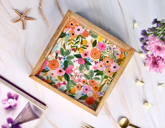 Vibrant Florals wooden tray