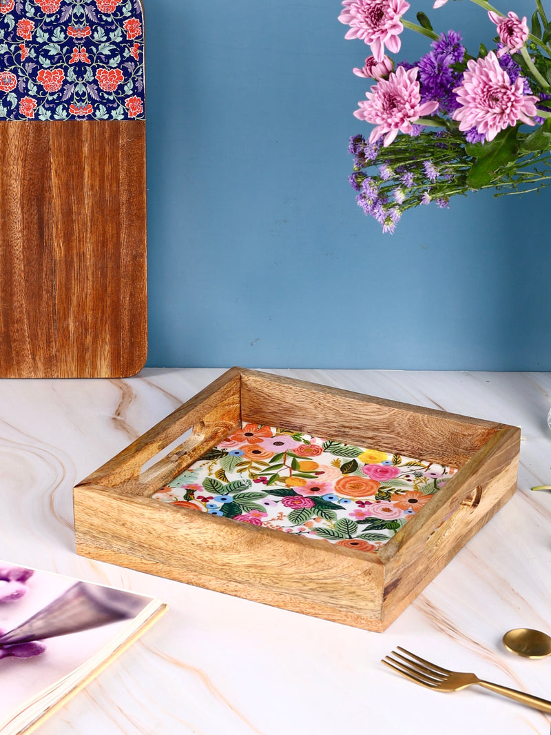 Vibrant Florals wooden tray