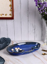 Cobalt Blue Studio Pottery Chip and Dip Platter Large