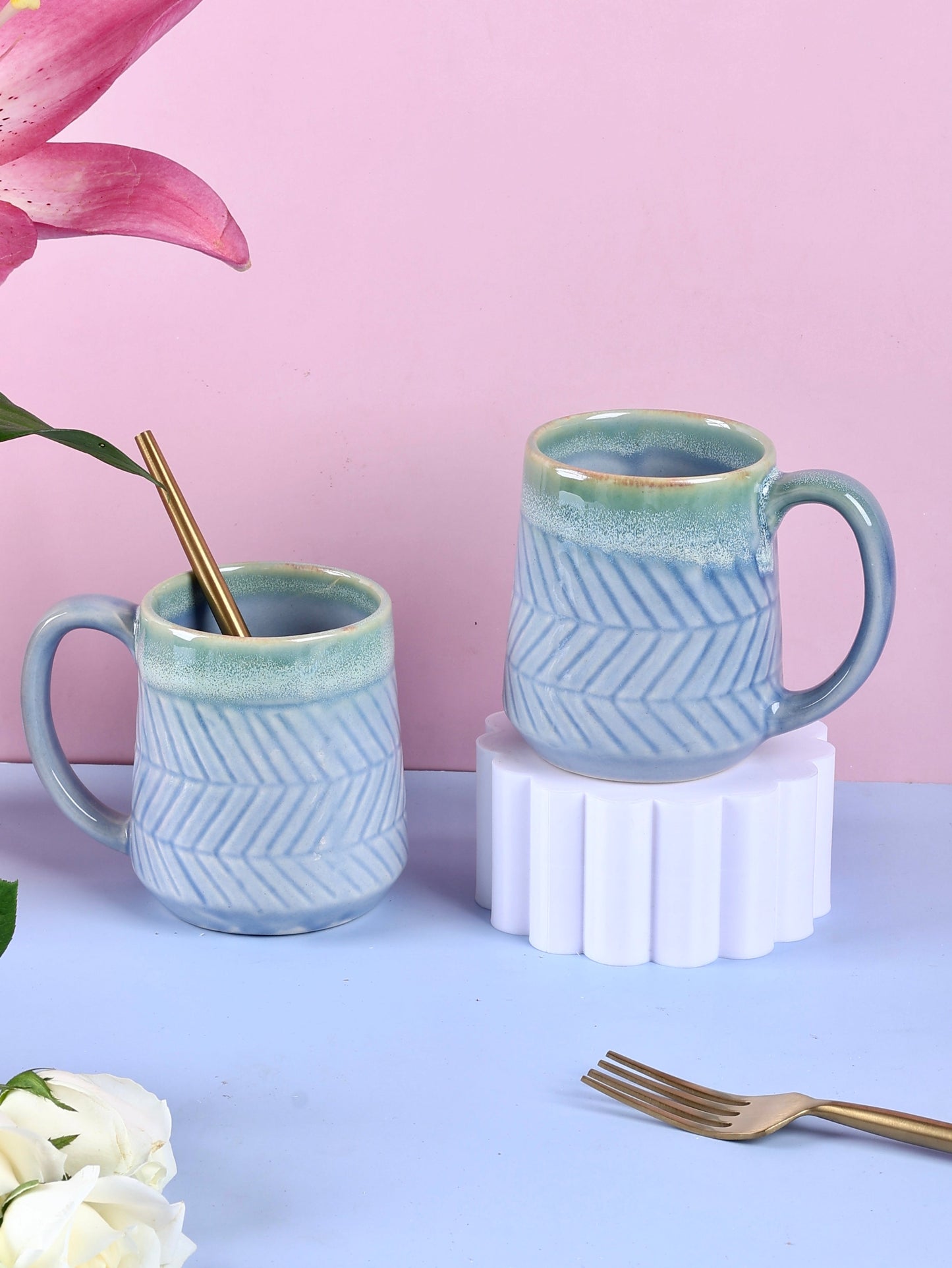 Dreamy Pastel Chevron Mug - Designer Studio Pottery