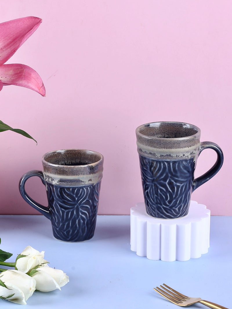 Rose Embossed Studio Pottery Tall Mugs Collection