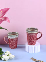 Rose Embossed Mug Set of 4