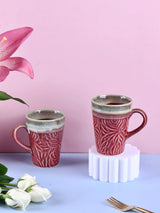 Rose Embossed Studio Pottery Tall Mugs Collection