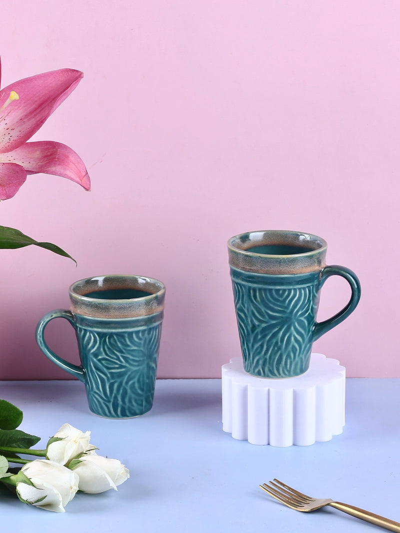 Rose Embossed Studio Pottery Tall Mugs Collection