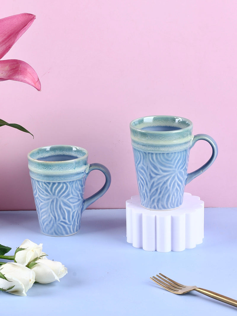 Rose Embossed Studio Pottery Tall Mugs Collection