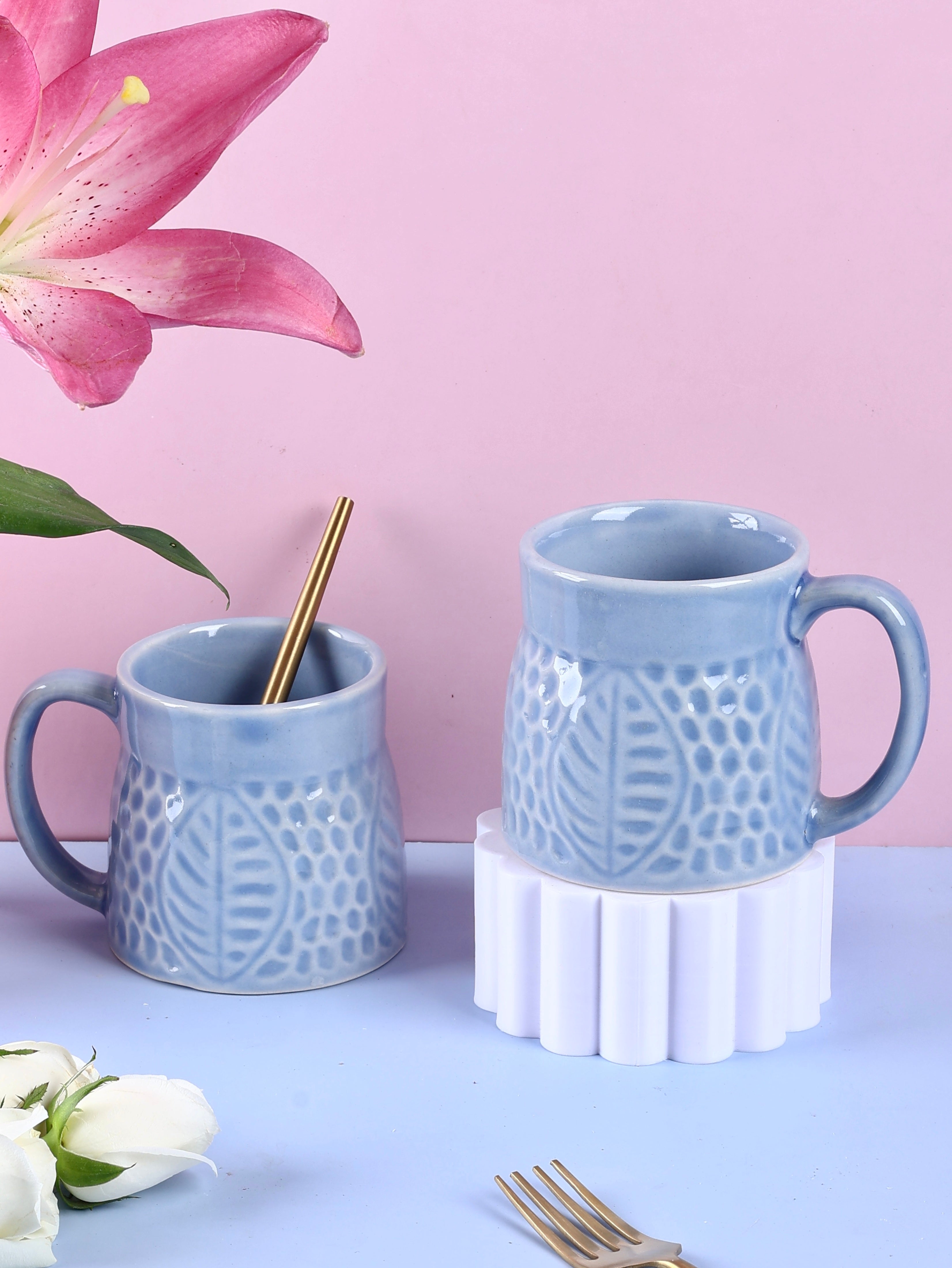 Autumn Embossed Stoneware Mugs - Fall Colors pack of 2 – OliveHomeAccents