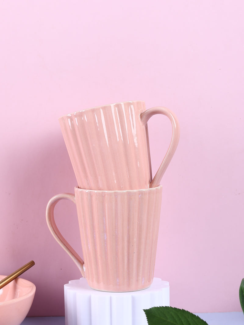 Large Pink Fluted Mug