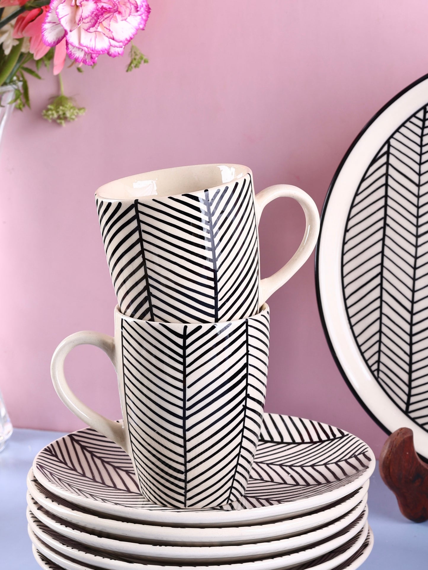 Black and White Chevron Mugs - Pack of 2