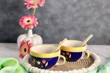 Bagh Handpainted Soup Mug with Spoon - Set of 2