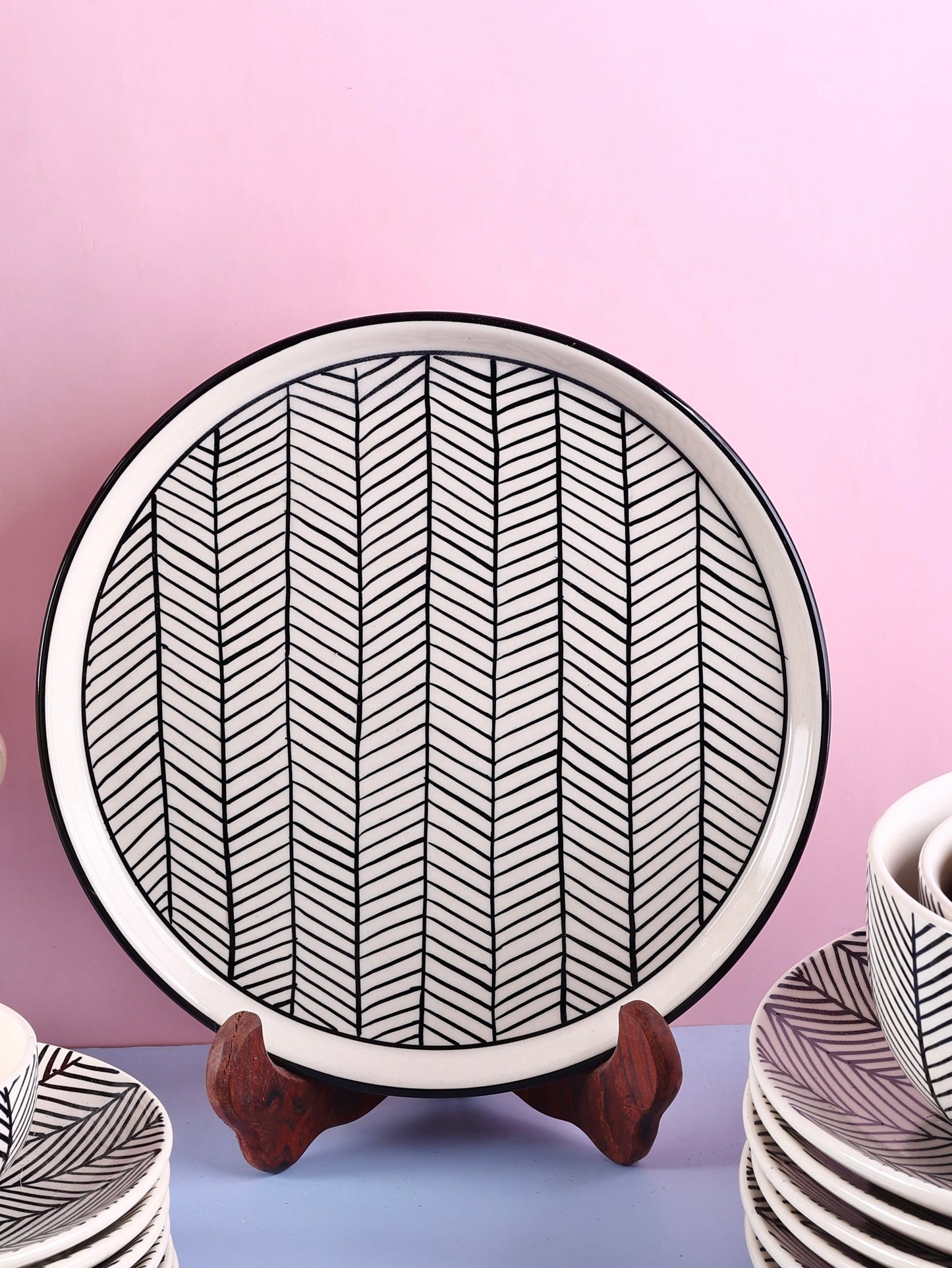 Black and White Chevron Tray