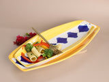 Yellow and Blue Moroccan Boat Platter Large