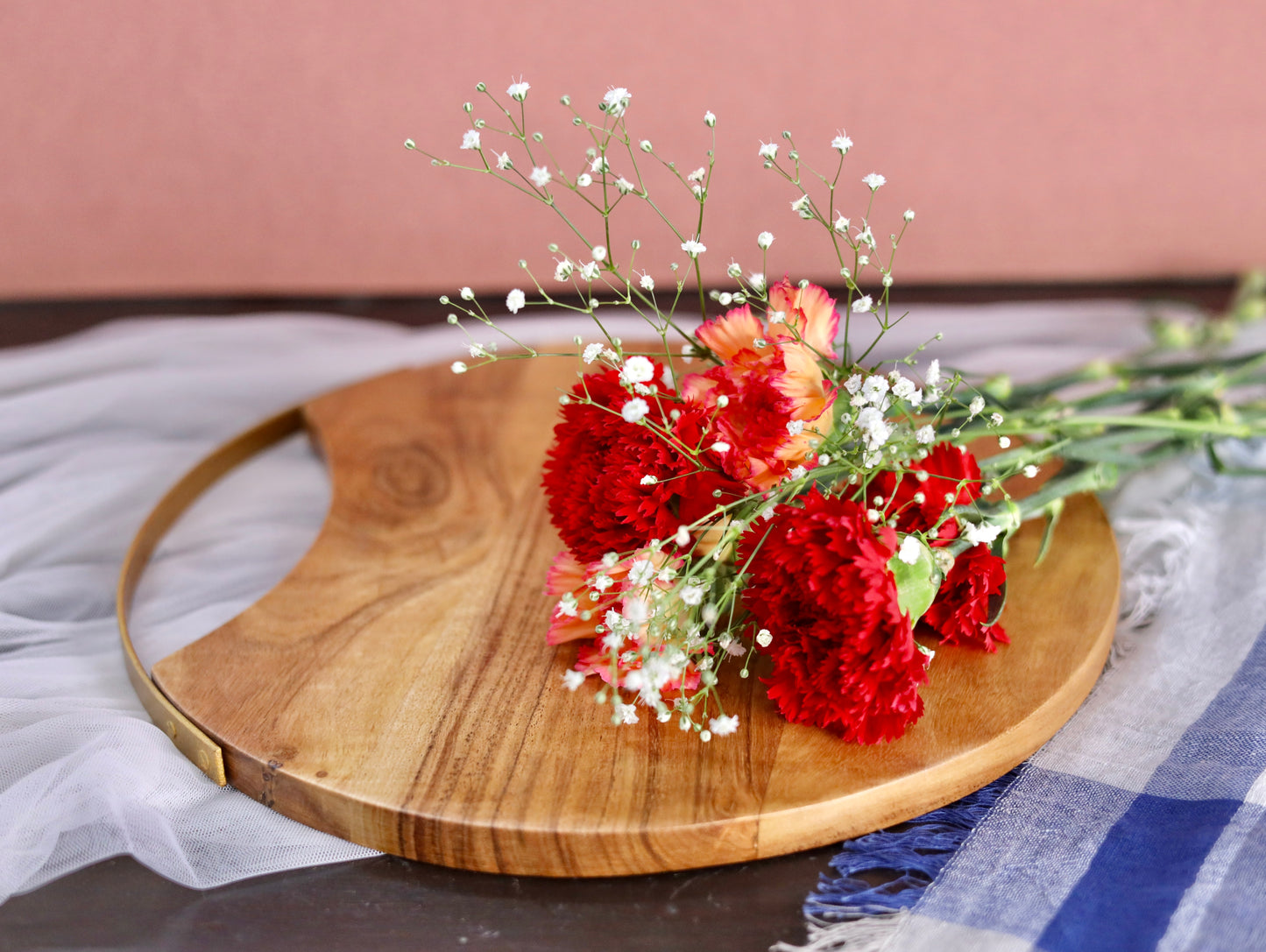 Wooden Chopping Board with Gold Handle