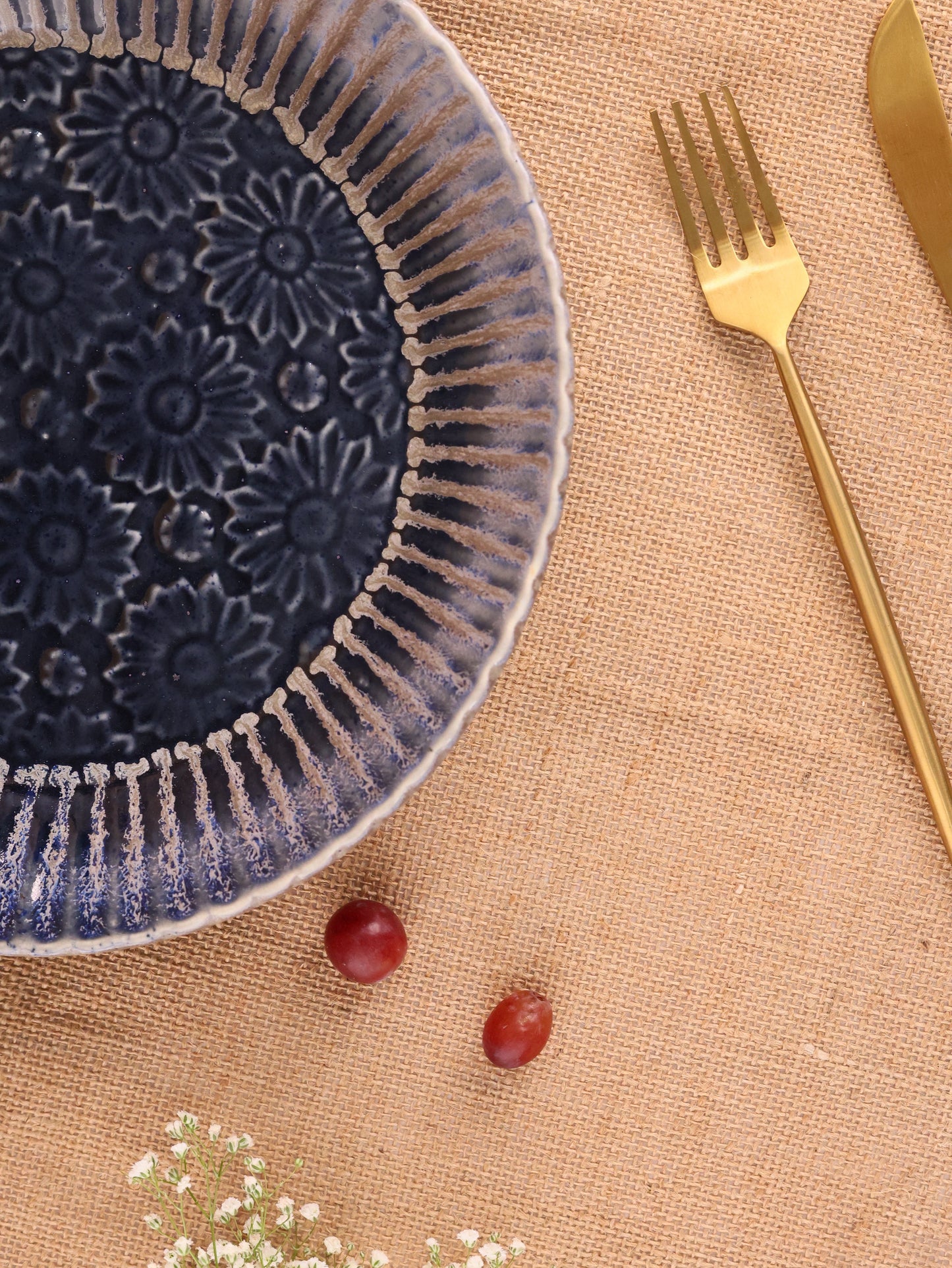 Studio Pottery Blue Flower Platter