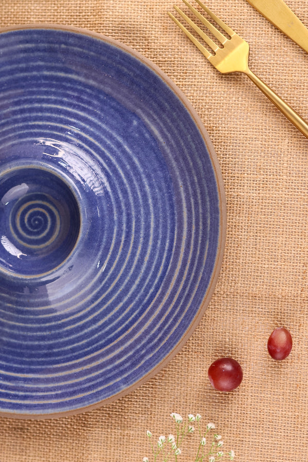Studio Pottery Ocean Spiral Chip and Dip Platter