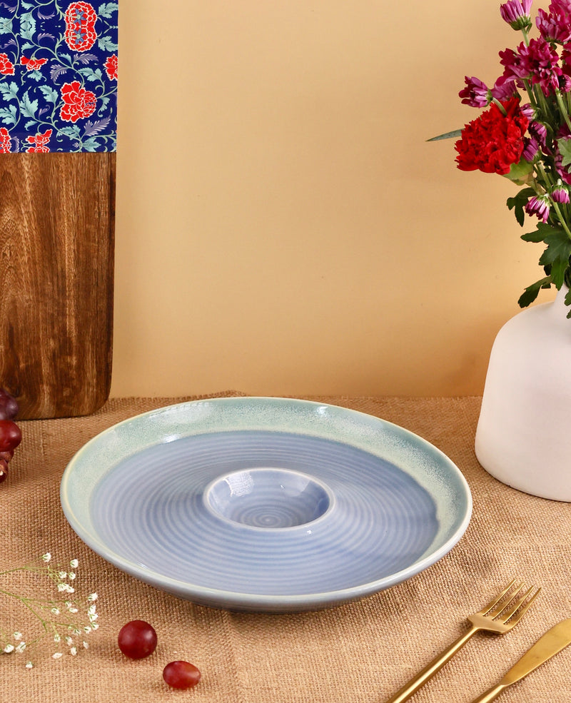 Studio Pottery Dreamy Pastel Spiral  Chip and Dip Platter